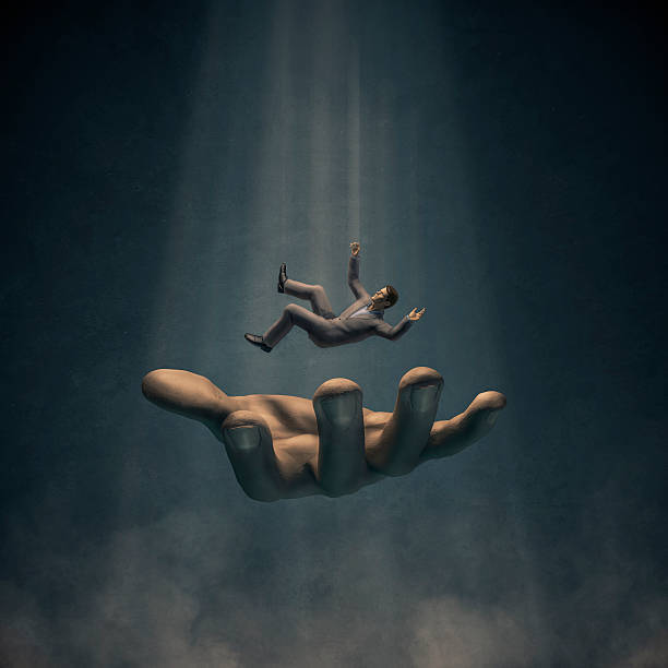 person falling in a hand