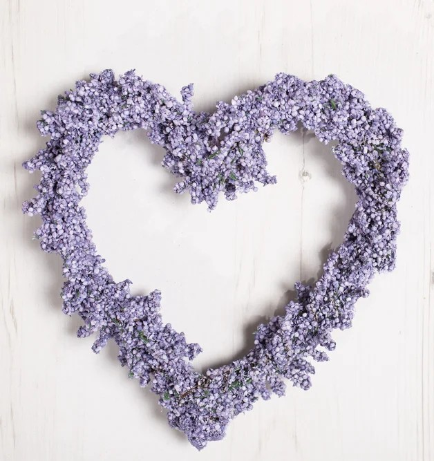 lavendar flowers in a heart shape